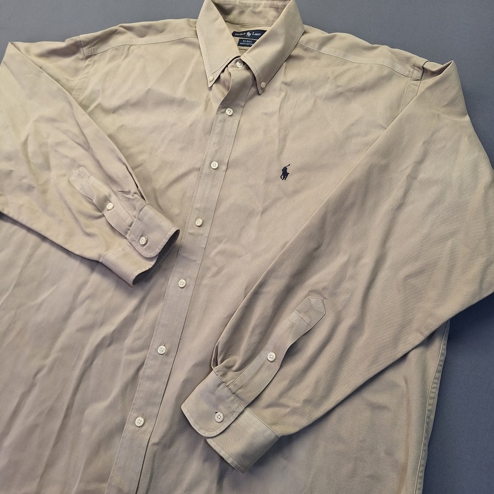 Polo Ralph Lauren Blake Mens XL Tan Khaki Cotton Twill Button Down shirt work
